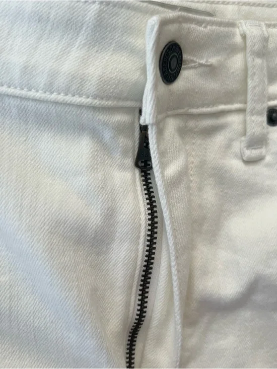 Abercrombie & Fitch White Distressed High-Rise Denim Shorts - Picture 3 of 8